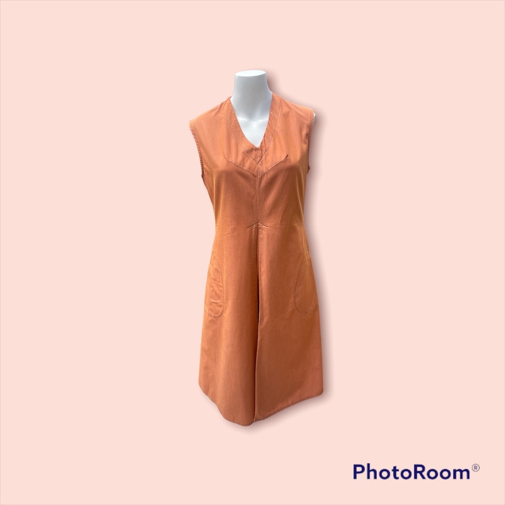 prairie underground Austin dress v neck pockets front pleat sienna burnt orange